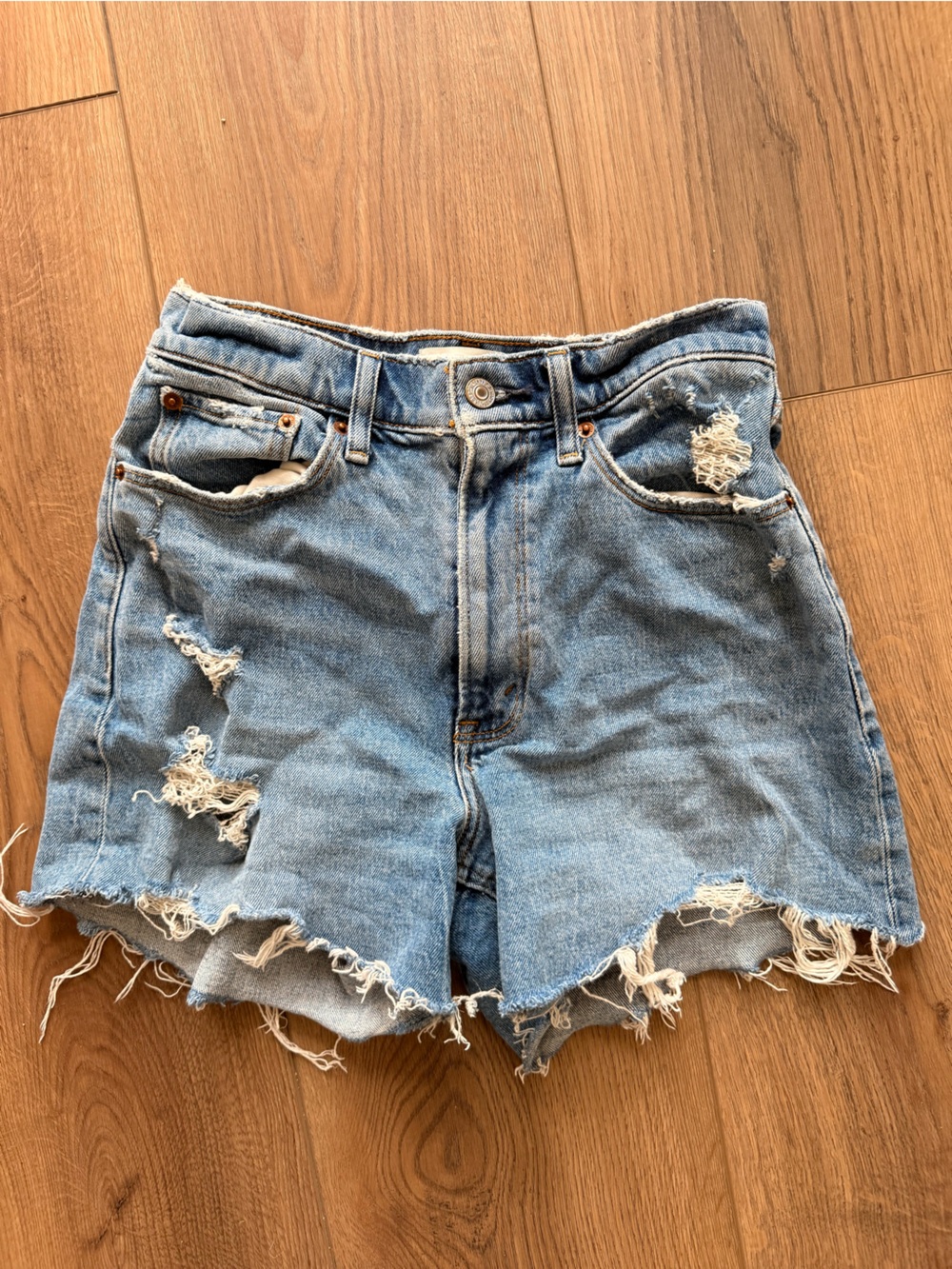 Curve Love Abercrombie & Fitch Distressed Light Blue Denim Shorts
